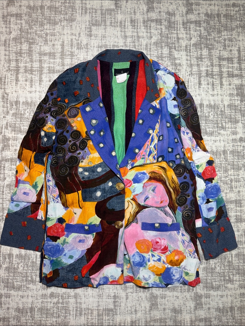 Vintage 90s Women's colorful abstract lightweightjacket Carole Little 29X22.5PTP